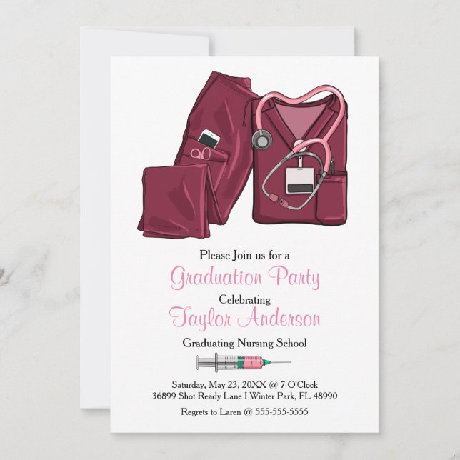 Ankündigung des Abschlusses von Scrub Nursing Scho (Vorderseite)