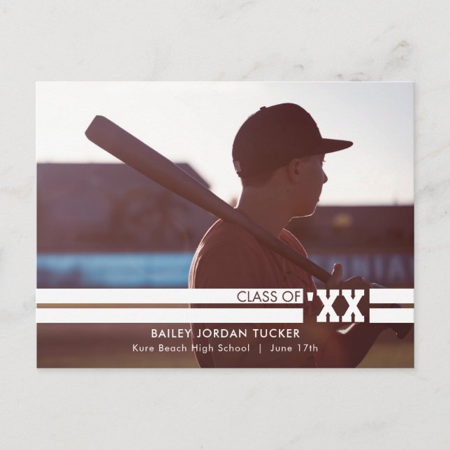 Ankündigung des Absolventen des Sportstudiums mit  Postkarte (Vorderseite)