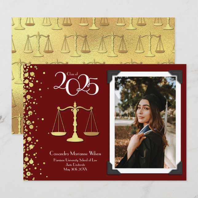 Ankündigung des Anwalts Law School Gold Abschluss (Vorne/Hinten)