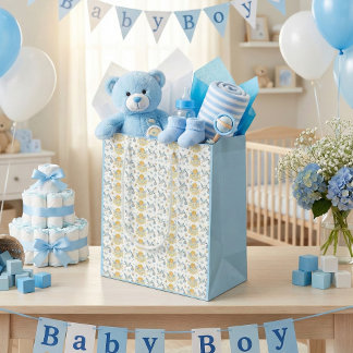 Ankündigung des Baby Boy Stork Angel Mittlere Geschenktüte
