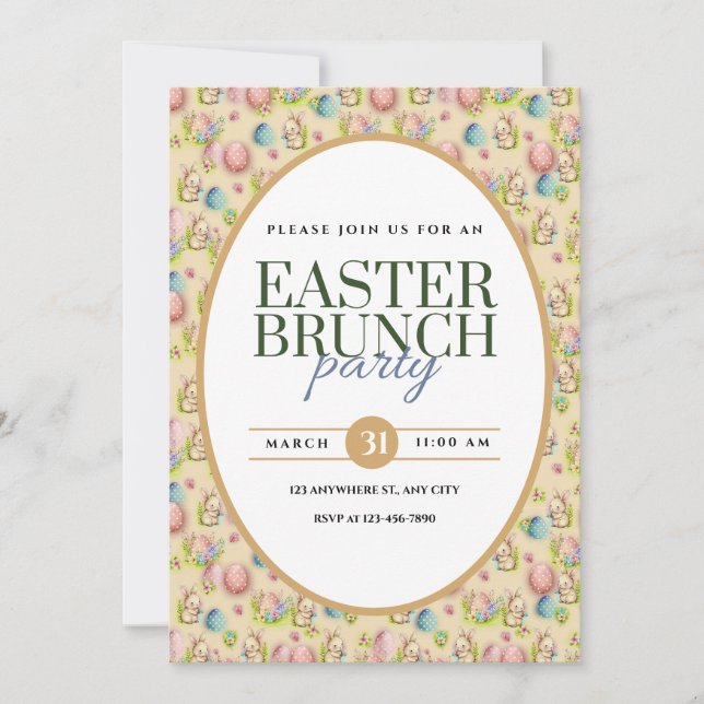 Ankündigung des eleganten Osterbrunch-Party (Vorderseite)