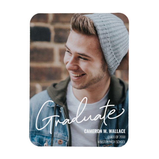 Ankündigung des Fotos der modernen Male Graduate Magnet (Vertikal)
