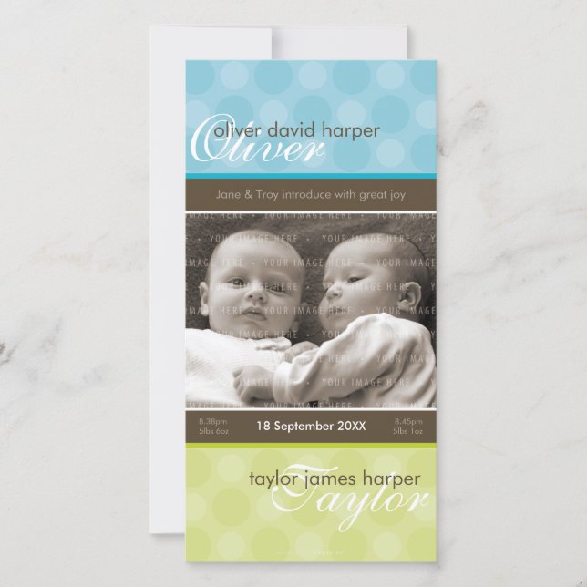 ANKÜNDIGUNG DES GEBURTS VON TWINS FOTO: Harmonie 3 (Vorderseite)