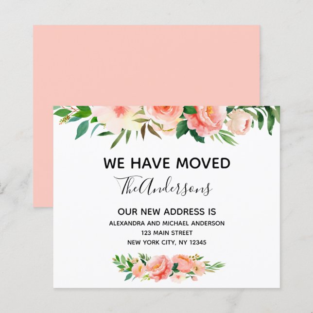 Ankündigung des Haushalts Peach Coral Floral Movin (Vorne/Hinten)