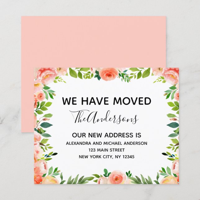 Ankündigung des Haushalts Peach Coral Floral Movin (Vorne/Hinten)
