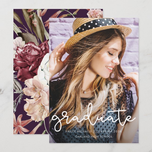 Ankündigung des hübschen Lila Abschlusses (Vorne/Hinten)