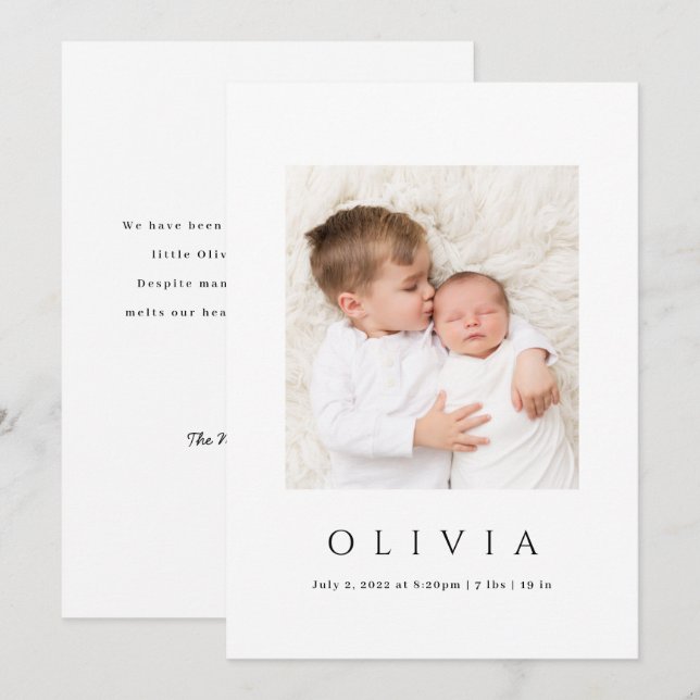 Ankündigung des Minimal Baby Foto (Vorne/Hinten)