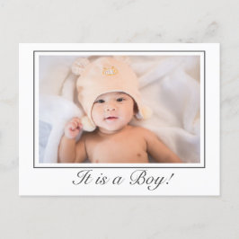 Ankündigung des modernen Baby Boy Birth Foto Postc