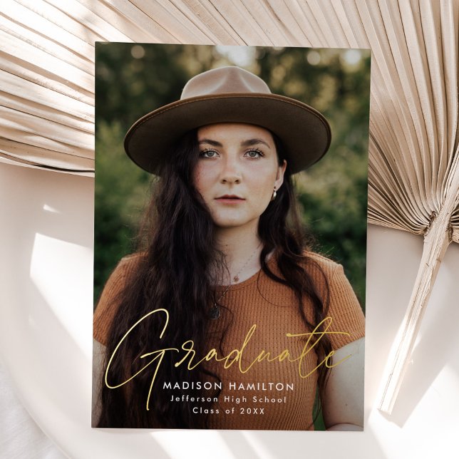 Ankündigung des modernen Gold Script Foto Abschlus (Von Creator hochgeladen)