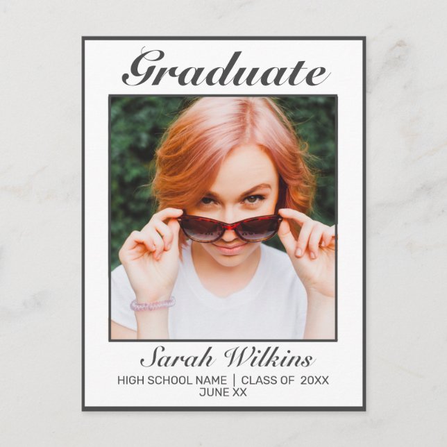 Ankündigung des modernen Minimalistischen Abschlus Postkarte (Vorderseite)