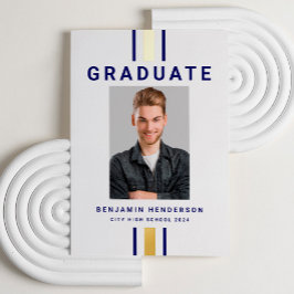 Ankündigung des modernen Navy Blue Gold Abschluss