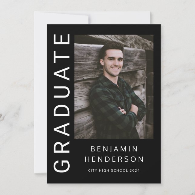 Ankündigung des modernen Schwarz-Weiß-Abschlusses (Vorderseite)