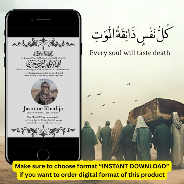 Ankündigung des muslimischen Todes Frau Janaza Geb (Von Creator hochgeladen)