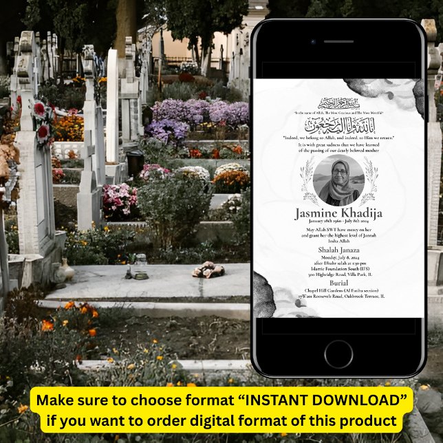 Ankündigung des muslimischen Todes Frau Janaza Geb (Von Creator hochgeladen)