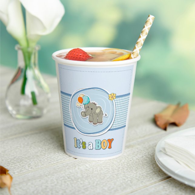 Ankündigung des niedlichen Elephant Baby Boy Pappbecher (Von Creator hochgeladen)