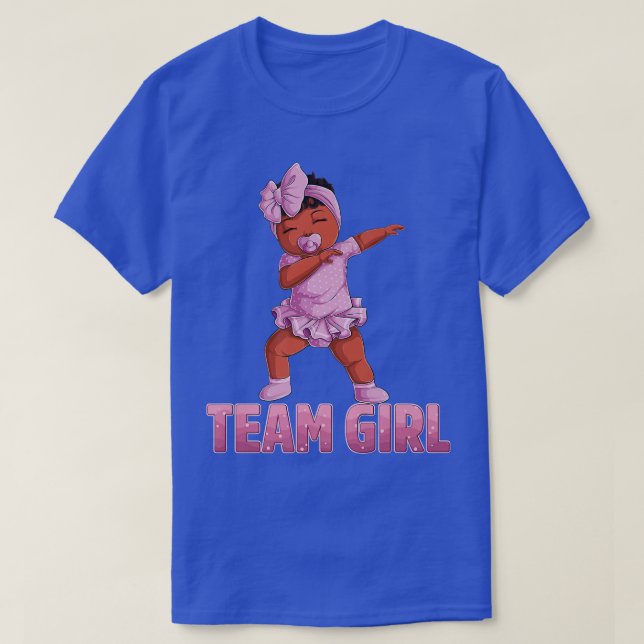 Ankündigung des Party Team Black Girl Baby Gender  T-Shirt (Design vorne)