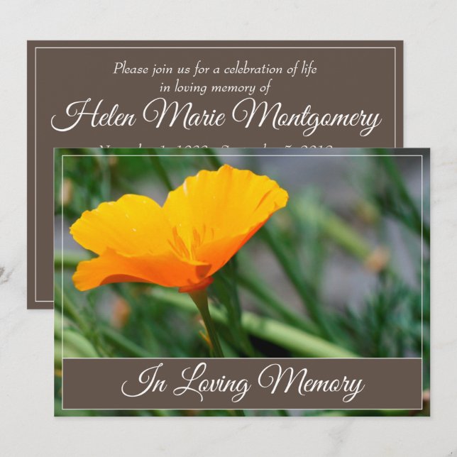 Ankündigung des Poppy-Gedenkens in Kalifornien (Vorne/Hinten)