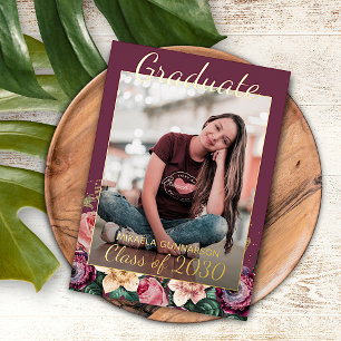 Ankündigung des Rosa Floral Boho Gold Foil Abschlu