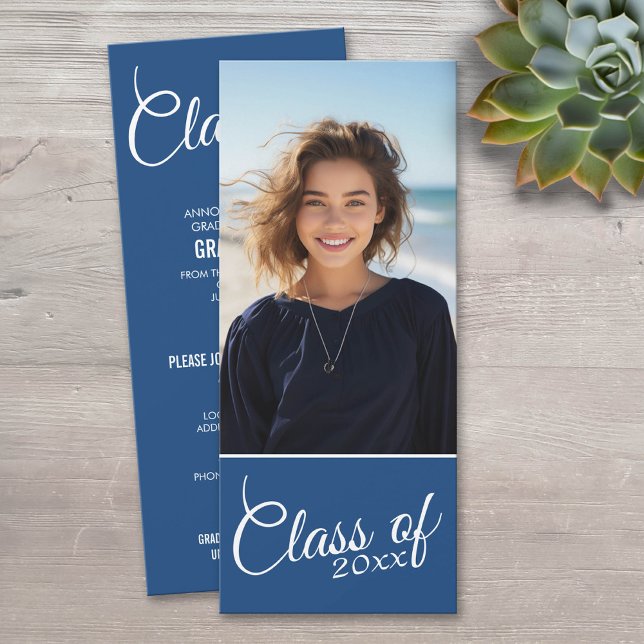 Ankündigung des Royal Blue Abschluss Foto (Classic Photo Graduation Announcement)
