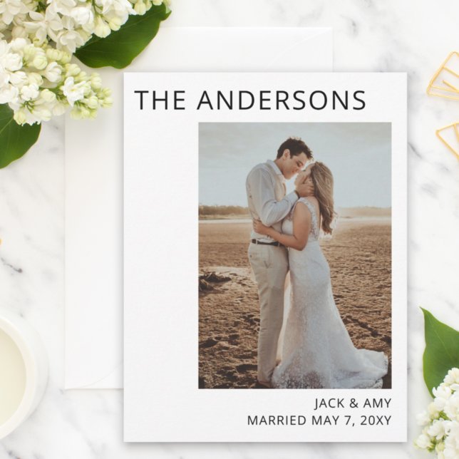 Ankündigung einer Hochzeit im eleganten Minmalist- Postkarte (Von Creator hochgeladen)