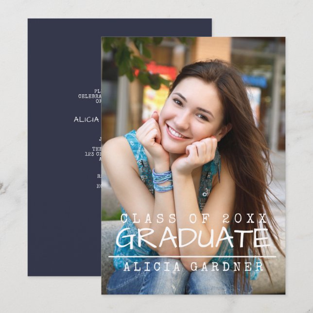Ankündigung einer modernen Foto-Graduierung (Vorne/Hinten)