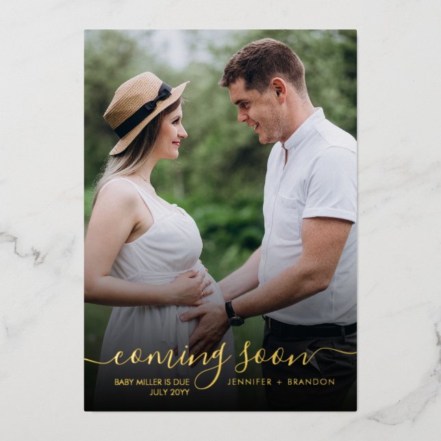 Ankündigung einer Schwangerschaft Classy Gold-Foli (Vorderseite)