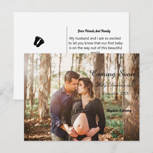 Ankündigung einer Schwangerschaft im Foto (Vorne/Hinten)