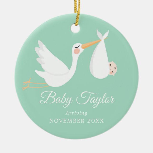 Ankündigung eines Babyjungen für die Schwangerscha Keramik Ornament (Vorne)