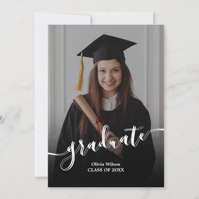 Ankündigung eines eleganten Schwarz-Weiß-Abschluss (Vorderseite)