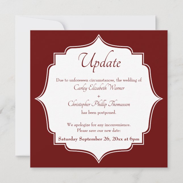 Ankündigung eines Hochzeitsupdates für Burgundy Re (Vorderseite)