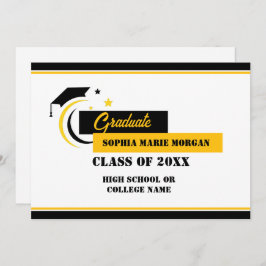 Ankündigung eines Schwarz-weißen Graduate Yellow G