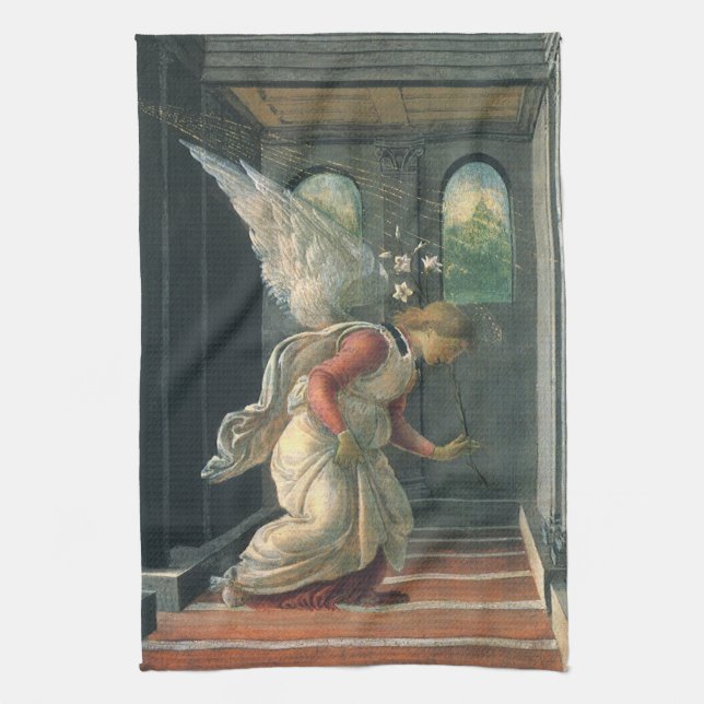 Ankündigung (Engeldetails) von Sandro Botticelli Geschirrtuch (Vertikal)
