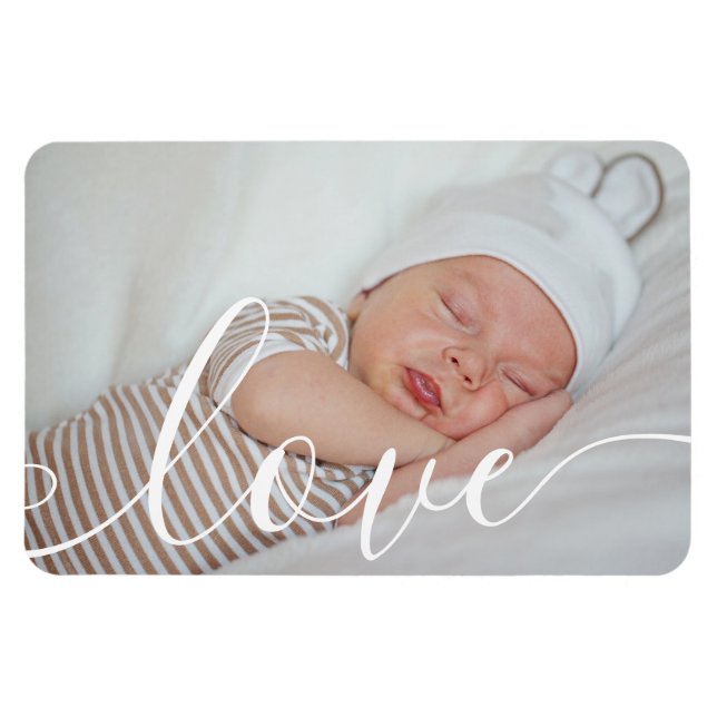 Ankündigung Ihrer Baby Foto Script Liebe Magnet (Horizontal)