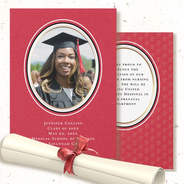 Ankündigung Minimal Red Gold Abschluss (Von Creator hochgeladen)