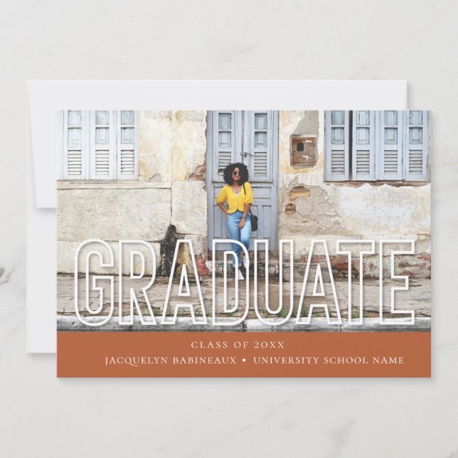 Ankündigung moderner Typografie-Graduate-Foto (Vorderseite)