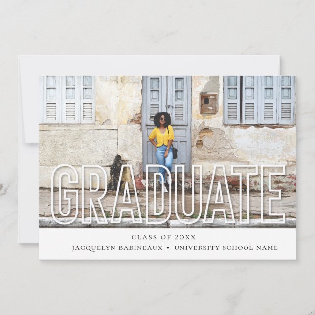Ankündigung moderner Typografie-Graduate-Foto (Vorderseite)