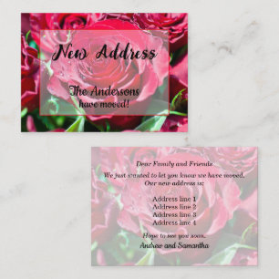 Ankündigung neue Adresse mit roten Rosen