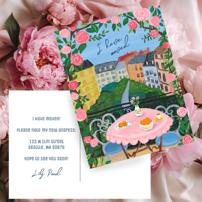 ANKÜNDIGUNG NEUER Zuhause-Adressbuchansicht Postkarte (MOVING ANNOUNCEMENT New Home Address Balcony View New Apartment New House Address Change Postcard
)