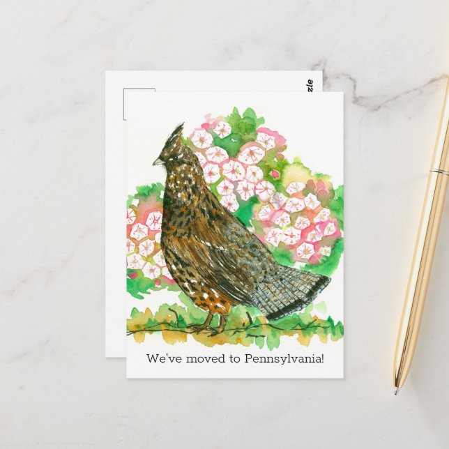 Ankündigung Pennsylvania Ruffed Grouse Postkarte (Vorderseite/Rückseite Beispiel)