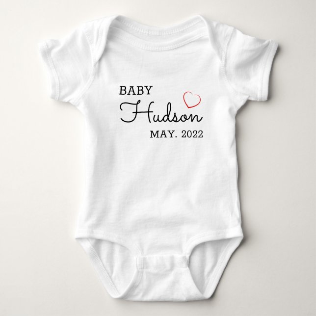 Ankündigung personalisierter Babyname Baby Strampler (Vorderseite)