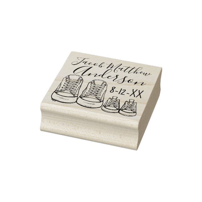 Ankündigung personalisierter neuer Babyschuhe Gummistempel (Stempel)
