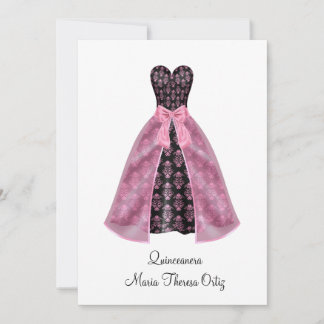 Ankündigung Quinceanera Pink Damask 15. Party