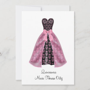 Ankündigung Quinceanera Rosa Damast 15. Party
