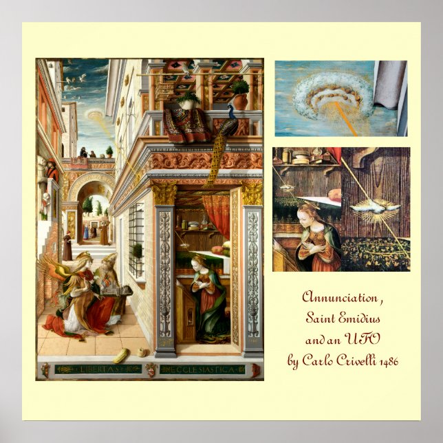 Ankündigung, Saint Emidius und ein UFO Poster (Vorne)
