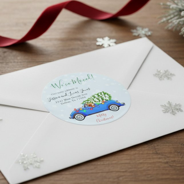 Ankündigung über die Beförderung von Weihnachtswag Runder Aufkleber (Von Creator hochgeladen)