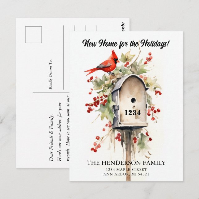 Ankündigung über die neue Zuhause Holiday Moving Postkarte (Vorne/Hinten)
