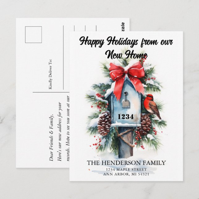 Ankündigung über die neue Zuhause Holiday Moving Postkarte (Vorne/Hinten)