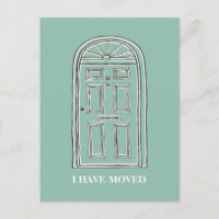 Ankündigung über die rustikale Türbewegung Postkar