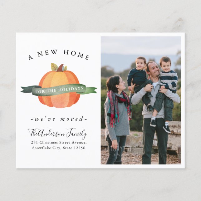 Ankündigung über neue Zuhause Pumpkin Foto Holiday (Vorderseite)