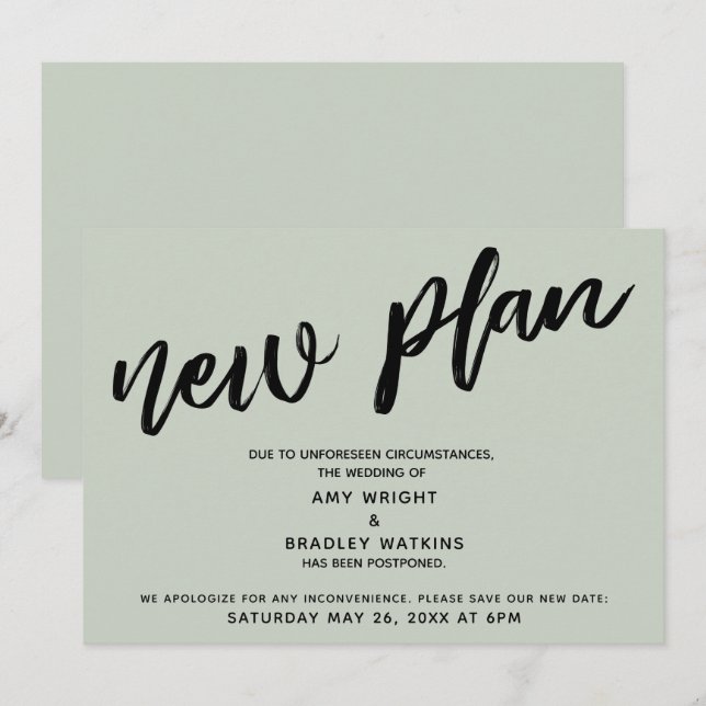 Ankündigung verspäteter Hochzeit Neue Karte (Vorne/Hinten)